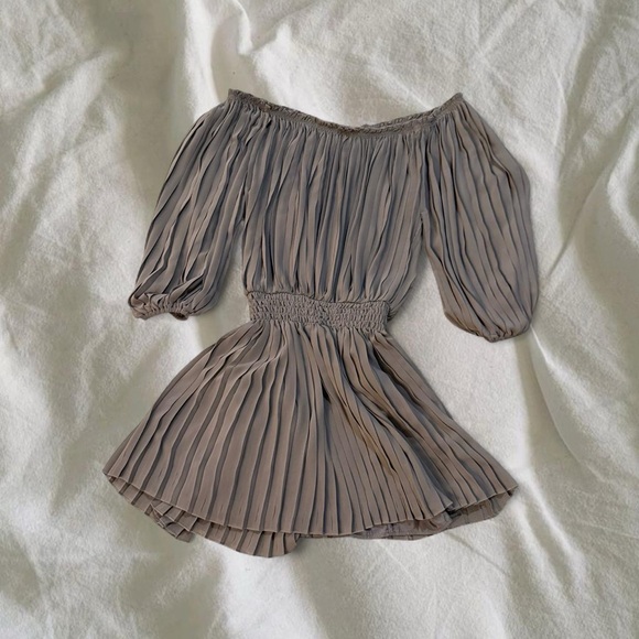 Max Studio Grey Pleated Dress - Picture 1 of 3